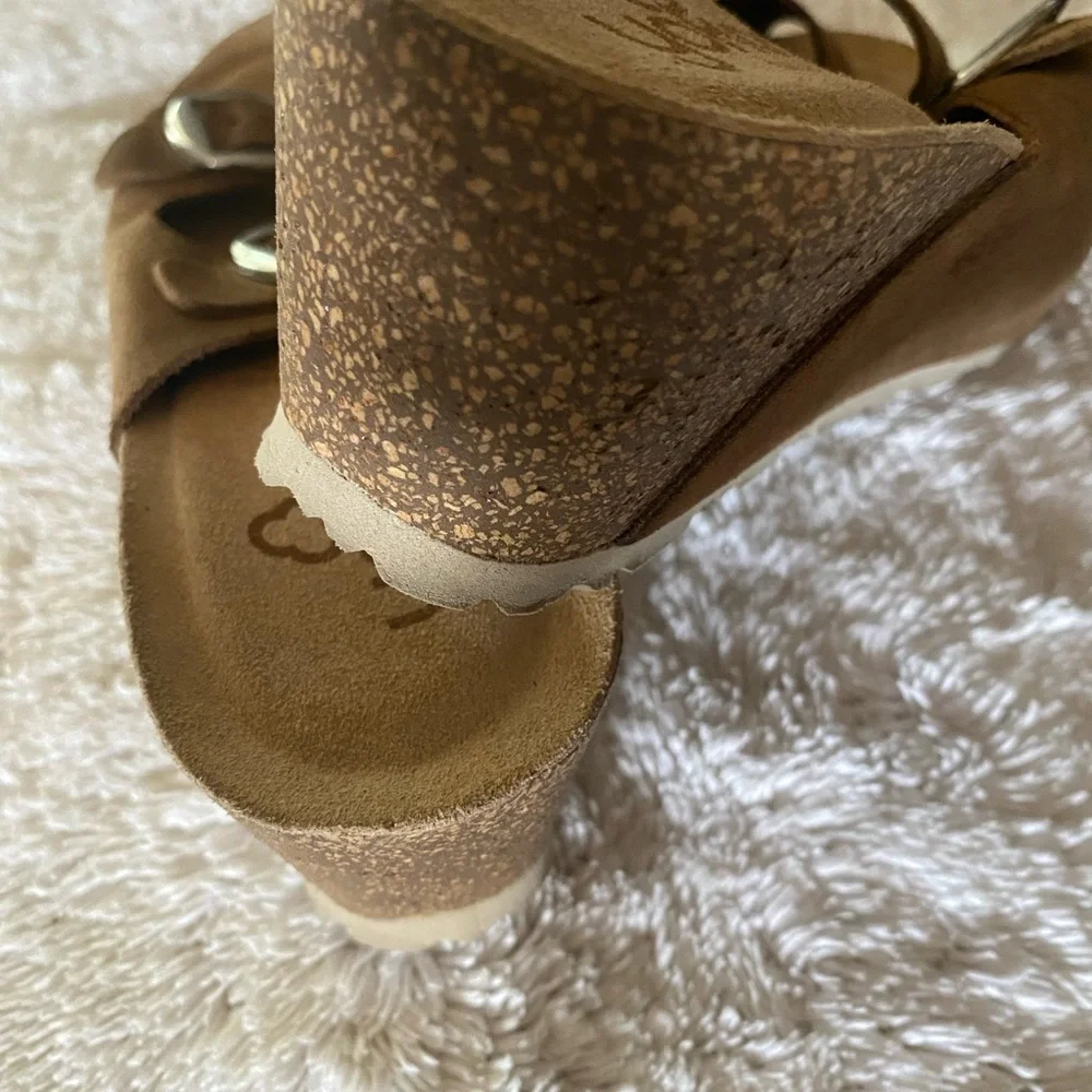 Yokono Brown Suede Double-Buckle Women's Slide Sandals